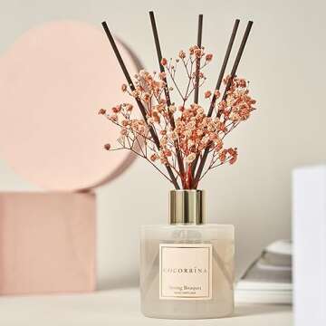 Cocorrína Reed Diffuser Sets- Spring Bouquet Scented Diffuser with Sticks Home Fragrance Reed Diffuser for Bathroom Shelf Decor