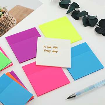 700 Sheets 14 Pads Transparent Sticky Notes Colorful Clear Sticky Notes Waterproof Adhesive Memo Pad See Through Post Self Stick Colored Notes Message Reminder 3 x 3,3 x 2 Inch (Bright Colors)