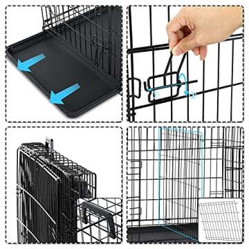 HCY, Dog Crate, Dog Kennel 48 Inch Double Door Metal Crate Foldable Puppy Supplies Cage with Divider...