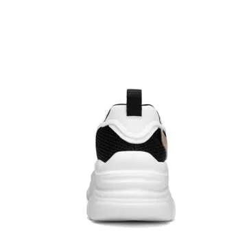 DREAM PAIRS Women's Platform Chunky Fashion Sneakers Jaxon Walking Lace-Up Comfortable Dad Sneakers Workout Sport Work Casual Tennis Shoes,Size 7.5,Black/Tan,SDFN2406W