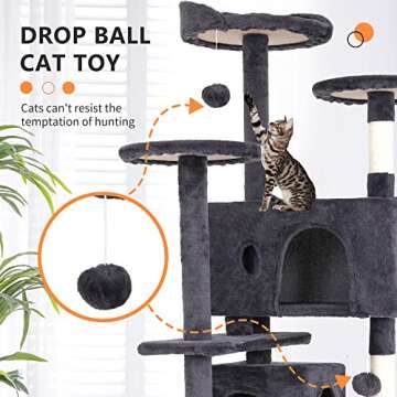 BestPet 54in Cat Tree Tower for Indoor Cats,Multi-Level Cat Furniture Activity Center with Cat Scratching Posts Stand House Cat Condo with Funny Toys for Kittens Pet Play House