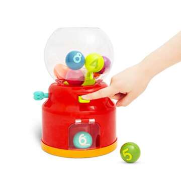 Battat – Bubble Dispenser For Kids – Mini Vending Machine Toy – 10 Colorful Number Balls – Numbers & Colors Gumball Machine - Toddlers – 12 Months + – Numbers & Colours Gumball Machine