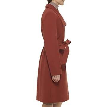 Cole Haan Women's Belted Coat: Elegant Wool with Cuff Details in Rust