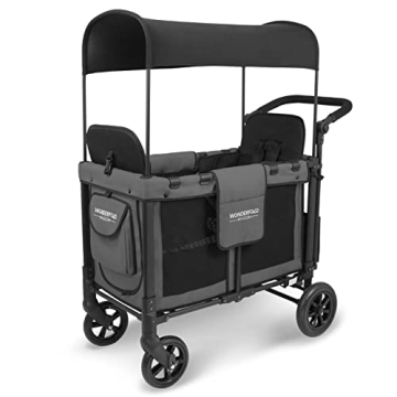 WONDERFOLD W2 Stroller Wagon with 5-Point Harness and Canopy