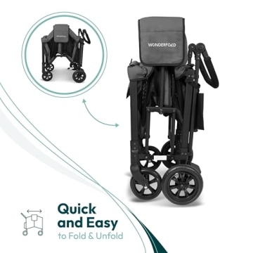 WONDERFOLD W2 Stroller Wagon with 5-Point Harness and Canopy