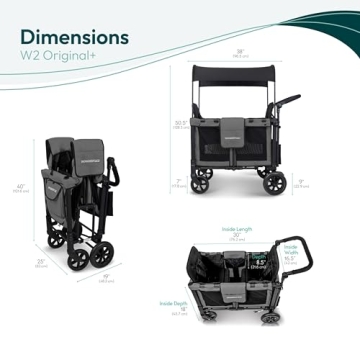 WONDERFOLD W2 Stroller Wagon with 5-Point Harness and Canopy