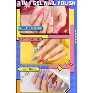Kredioo Gel Nail Polish Liner Nail Art 12 Colors Halloween Nails UV Lamp Soak-off Polishes Pigmented with Thin Brush Beginners Manicure DIY At Home Salon Quality