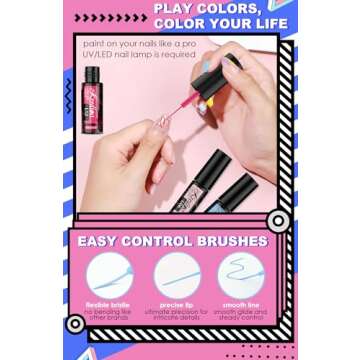 Kredioo Gel Nail Polish Liner Nail Art 12 Colors Halloween Nails UV Lamp Soak-off Polishes Pigmented with Thin Brush Beginners Manicure DIY At Home Salon Quality