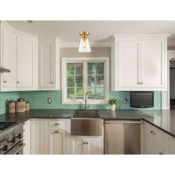 DANSEER Lighting Glass Shade Modern Brass Ceiling Light Flush Mount Fixture