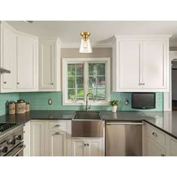 DANSEER Lighting Glass Shade Modern Brass Ceiling Light Flush Mount Fixture