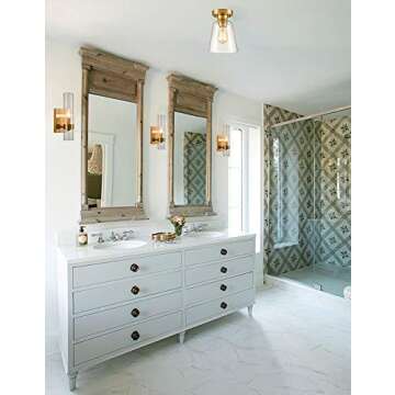 DANSEER Lighting Glass Shade Modern Brass Ceiling Light Flush Mount Fixture