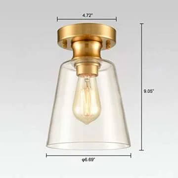 DANSEER Lighting Glass Shade Modern Brass Ceiling Light Flush Mount Fixture