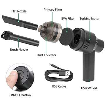 Honlibey New Cordless Mini Computer Vacuum, Portable Vacuum Cleaner Car Vacuum Dust Kit - Cleaning D...