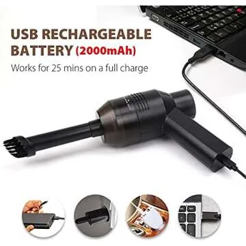 Honlibey New Cordless Mini Computer Vacuum, Portable Vacuum Cleaner Car Vacuum Dust Kit - Cleaning Dust, Hairs, Crumbs, Scraps, Ash for Laptop, Keyboard, Computer,Car, Pet House, Sewing Machine