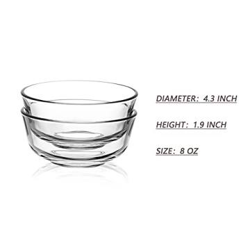 Sweejar 8 oz Mini Glass Bowls Set for Snacks and Desserts