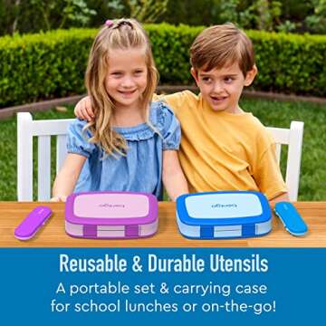 Bentgo Kids Utensil Set - Reusable Plastic Fork, Spoon & Storage Case - BPA-Free Materials, Easy-Gri...