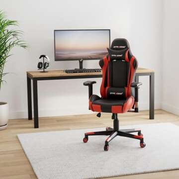 Gtracing Gaming Chair Racing Office Computer Ergonomic Video Game Chair Backrest and Seat Height Adjustable Swivel Recliner with Headrest and Lumbar Pillow Esports Chair,Red