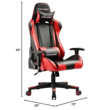 Gtracing Gaming Chair Racing Office Computer Ergonomic Video Game Chair Backrest and Seat Height Adjustable Swivel Recliner with Headrest and Lumbar Pillow Esports Chair,Red