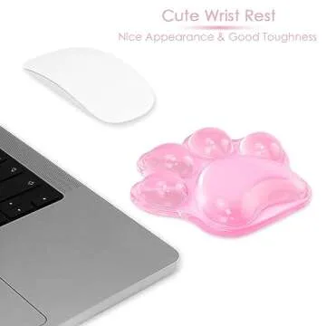 Arisase Cat Paw Wrist Rest Pad for Mouse Ergonomic Cute Wrist Rest Mouse Gel Wrist Support Cushion Pad Comfort Soft Hand Pain Relief Pad Silicone Wrist Rest for School Home Laptop&Computer (Pink)