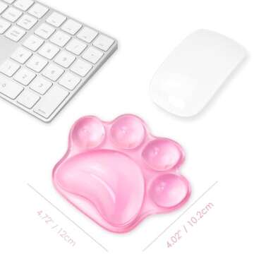 Arisase Cat Paw Wrist Rest Pad for Mouse Ergonomic Cute Wrist Rest Mouse Gel Wrist Support Cushion Pad Comfort Soft Hand Pain Relief Pad Silicone Wrist Rest for School Home Laptop&Computer (Pink)