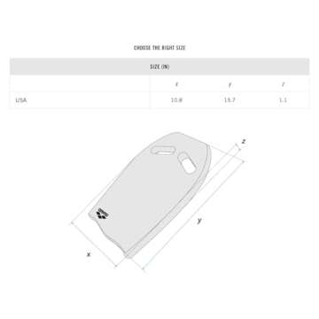 Arena Unisex Adult Swim Kickboard for Men and Women Swimming Training Aid Foam Boogie Board Pool Floats Exercise Equipment, Silver