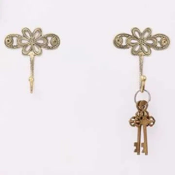 Vintage Brass Decorative Wall Hooks - 3 Piece Set for Home