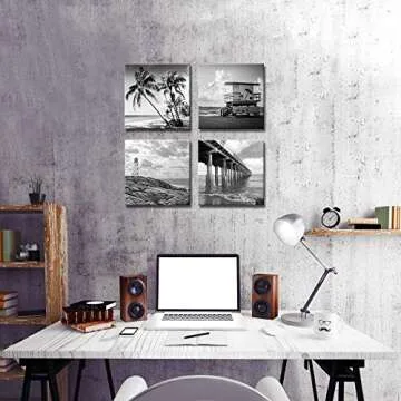 Stunning Black and White Beach Wall Art - Biuteawal