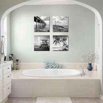 Stunning Black and White Beach Wall Art - Biuteawal