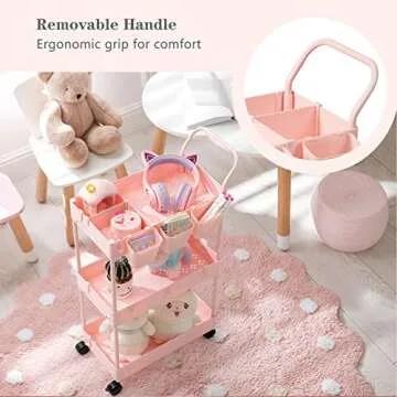 danpinera Slim Storage Cart, 3 Tier Narrow Rolling Cart on Wheels Bathroom Organizer Cart with Divid...