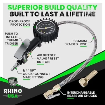 Rhino USA Tire Inflator - Durable, Accurate & Easy to Use