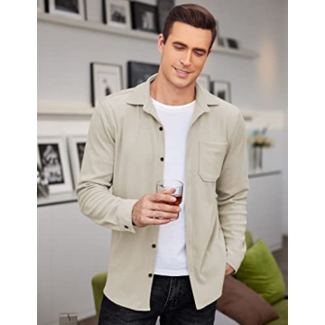 Coofandy Men's Corduroy Camp Shacket for Stylish Comfort