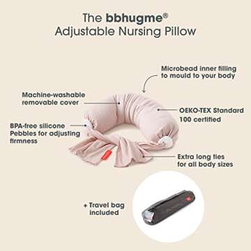 bbhugme Adjustable Nursing Pillow for Breastfeeding Support