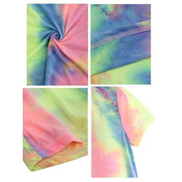 ROMWE Women's Summer Casual Short Sleeve Tunic Dress Tie Dye T-Shirt Dress Multicolor M