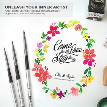 Nicpro 10 PCS Flat Paint Brush Set for All Artists