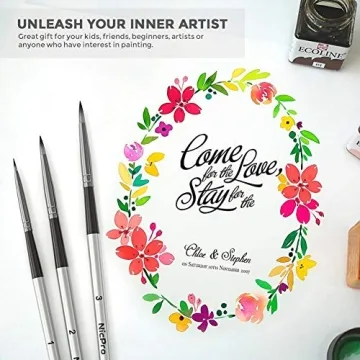 Nicpro 10 PCS Flat Paint Brush Set for All Artists