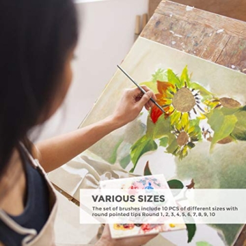 Nicpro 10 PCS Flat Paint Brush Set for All Artists