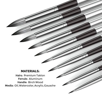 Nicpro 10 PCS Flat Paint Brush Set for All Artists