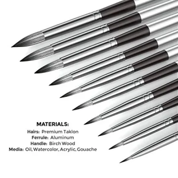 Nicpro 10 PCS Flat Paint Brush Set for All Artists