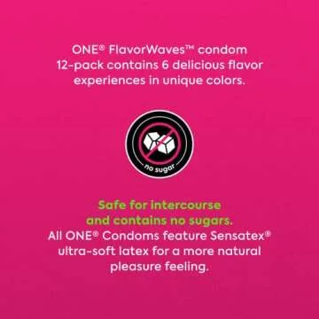 ONE Condoms FlavorWaves | Assorted Flavors Condoms, Latex Condoms 12 Pack