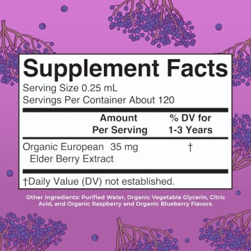 Organic Elderberry Syrup for Toddlers Immune Support Sugar-Free