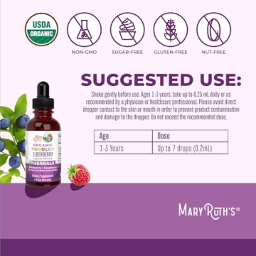 Organic Elderberry Syrup for Toddlers Immune Support Sugar-Free