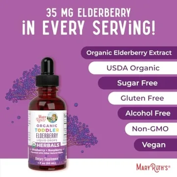 Organic Elderberry Syrup for Toddlers Immune Support Sugar-Free