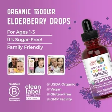 Organic Elderberry Syrup for Toddlers Immune Support Sugar-Free
