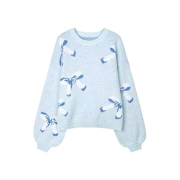 Libsorge Women's Bow Tie Sweater - Cute Oversized Pullover for Every Occasion