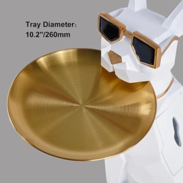 Modern Resin Dog Sculpture End Table with Tray