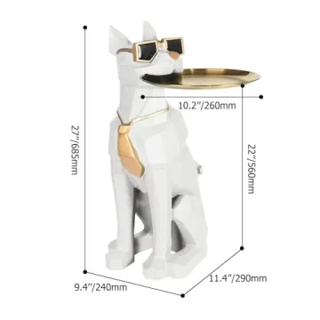 Modern Resin Dog Sculpture End Table with Tray