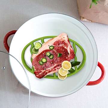 Silicone Roasting Rack for Baking Canning Cooking Steaming, Crock Pot Pressure Cooking Rack for 6 Qt 8-Quart Slow Cookers, Oval-Green-2Set