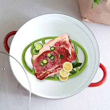 Silicone Roasting Rack for Baking Canning Cooking Steaming, Crock Pot Pressure Cooking Rack for 6 Qt 8-Quart Slow Cookers, Oval-Green-2Set