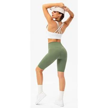 Lavento Women's Cross-Strap Sports Bra Longline Padded Medium Support Workout Yoga Bras Tops (White, 6)