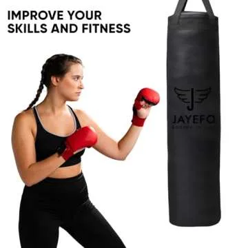 Jayefo Sports Punching Bag - Hanging Boxing Bag for MMA, Karate, Judo, Muay Thai, Kickboxing, Self D...